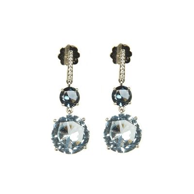 Artur Scholl 18 Carat White Gold Sky Blue Topaz Diamond Earrings 