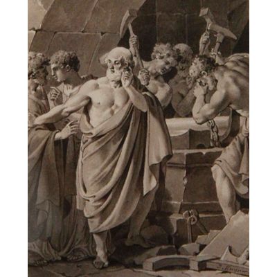 Tekening door Jacques Kuyper: studie voor boekprent van 'Pythagoras'