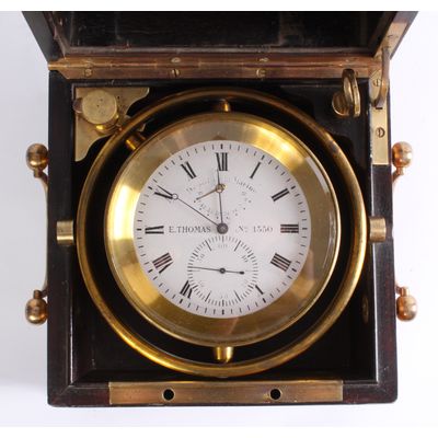 Een fraaie Franse mahoniehouten 2-daagse chronometer, door E. Thomas, omstreeks 1870