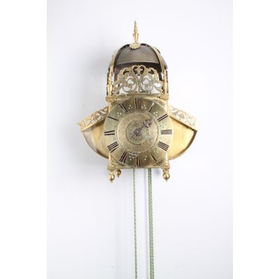 A good English brass striking and alarm 'wings' lantern clock, circa 1680