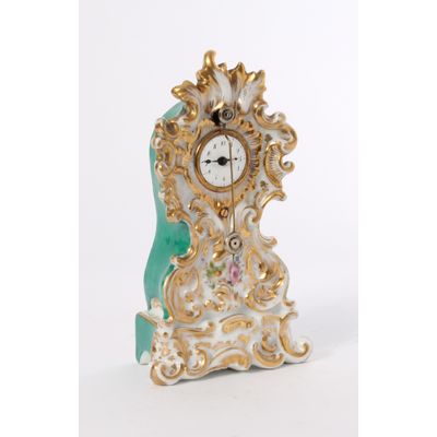 A small French polychrome porcelain so-called 'Zappler' timepiece, by Jacob Petit, circa 1850