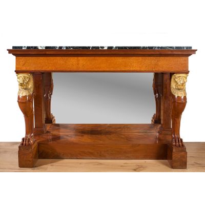 Een Franse Empire mahonie consoletafel door Jacob Desmalter