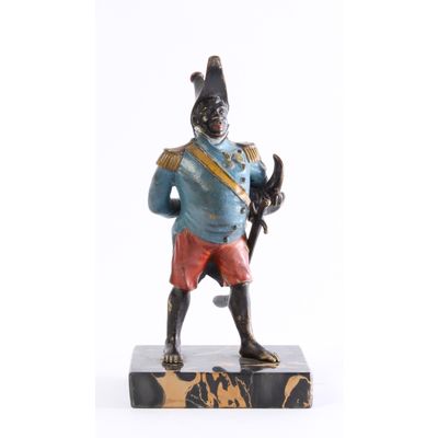 A cold painted bronze model of general Toussaint-Louverture on portor base, circa 1880