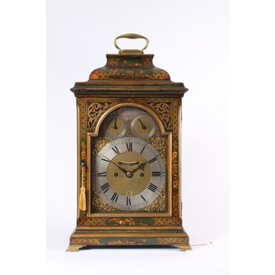 An English lacquered chinoiserie bracket clock, circa 1750