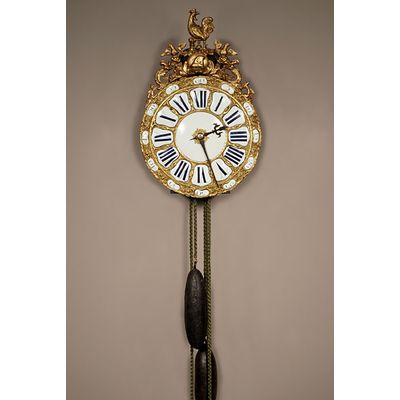 A French brass striking alarm lantern clock, second quarter 18th Century