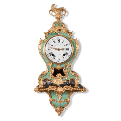 Een Franse Lodewijk XV consoleklok, door F. Duval, omstreeks 1750