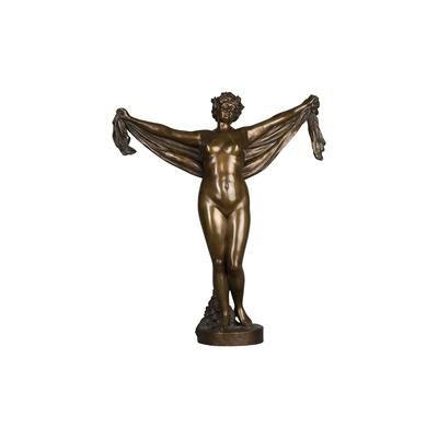 A nice patinated bronze of a nude female lady holding a scarf, circa 1880