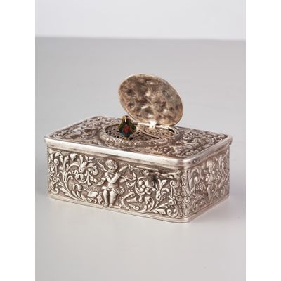 A Silver German Singing Bird Box, circa 1900