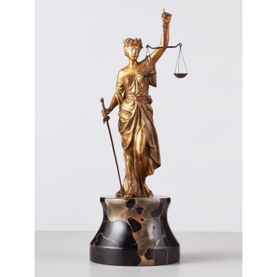 A beautiful early 20th century Viennese cold painted bronze depicting Lady Justice
