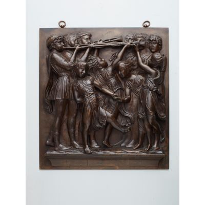 Bronze high relief wall decoration from trompeting group of children