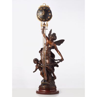 A French Swinger (Mystery) clock by Auguste Moreau, circa 1900