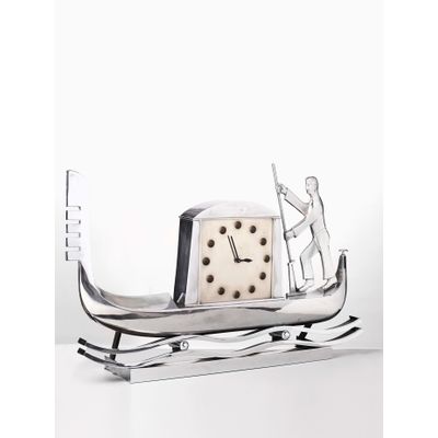 An amazing Italian Art Deco monumental nickel plated clock, circa 1930