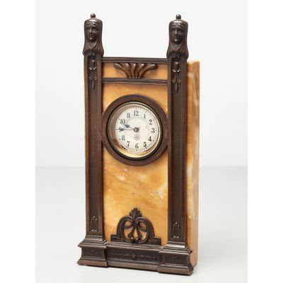 A German ‘Art Deco’ bronze and marble mantel clock by Junghans, circa 1920