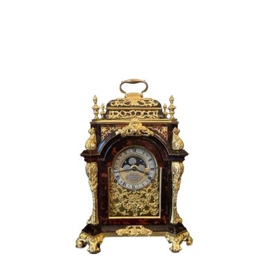 A very handsome Marwick Markham signed 19th century small bracket clock with moon phase