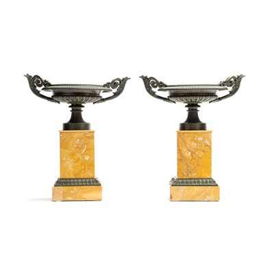 A pair of siena marble tazza's