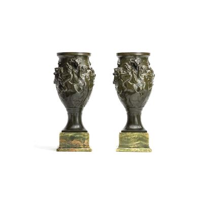 Art Nouveau bronze patinated vases