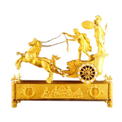 M01 French Ormolu Two Horse Chariot Clock, 'The Chariot of Telemachus'.