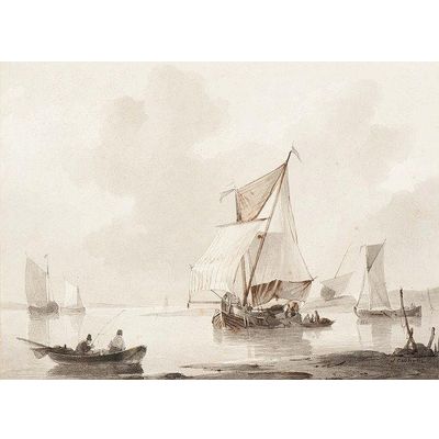 P39 J.C. Schotel - Pen in brown, ink in black, and grey wash on paper on cardboard,