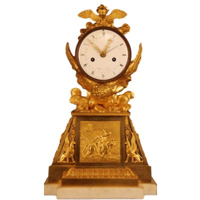 M77 Directoire - 1793-95 - gilt bronze mantle clock, in original condition, eight day duration