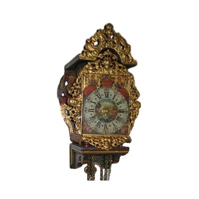 DW11 Miniature 18th century Dutch-Frisian 'stoeltjesklok schippertje' with alarm function.