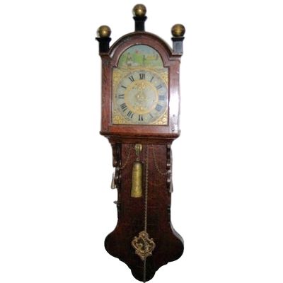 DW24 Bijzonder Fries staartklokje, zgn. kantoortje of notarisklok, ca. 1830, in volledig originele staat