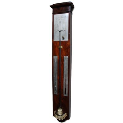 BA06 Franse Barometer/ Thermometer gesigneerd Charles Frecót - Rue de la harpe no 93