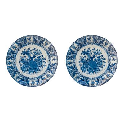 Een Paar Schotels in Blauw Delfts Aardewerk