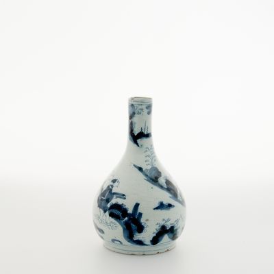 Een Delfts Aardewerk Peervormig Wit-Blauw Vaasje