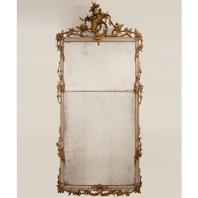 Een Rechthoekige Louis XVI Vergulde Spiegel