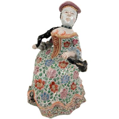 A « Petit -Feu »  Figural cistern in Dutch Delftware