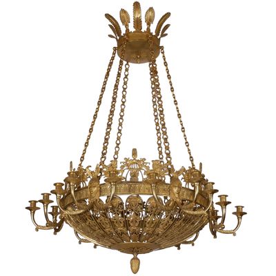 A Fire Guilded Bronze Eighteen-Lights Baltic Empire Chandelier