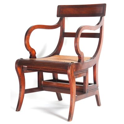 A Regency Mahogany Metamorphic Library Chair/Steps