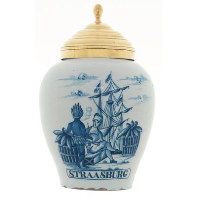 Een Tabakspot in Delfts Blauw Aardewerk 'Straatsburg'