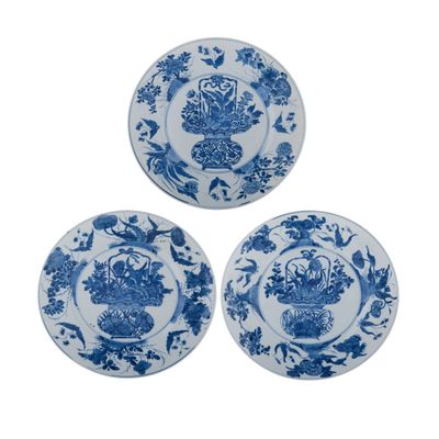 Three Blue and White Kangxi  Dishes