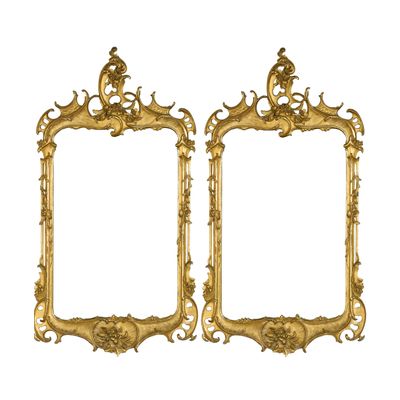 Een Paar Rechthoekige Hollandse Louis XV Spiegels