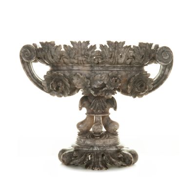 A Grey Alabaster Oval Coupe