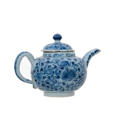 Delfts Blauw en Wit Aardewerk Theepot en Deksel