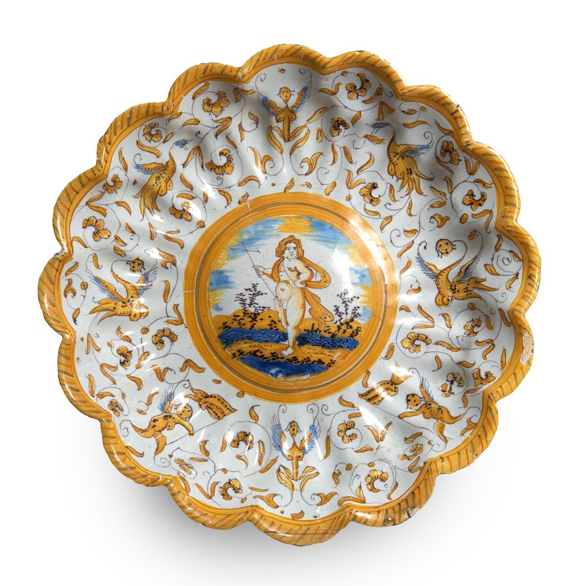 Haarlemse majolica polychrome gelobte schotel