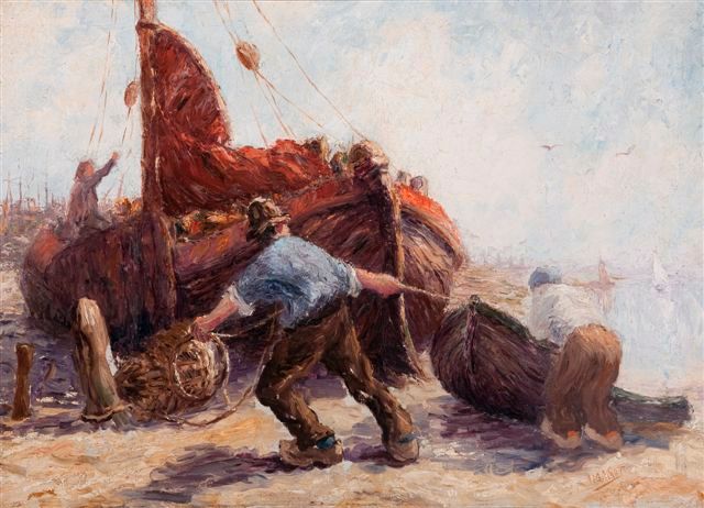“Fishermen pulling a boat ashore”  - Leonard Gustaaf  Imandt