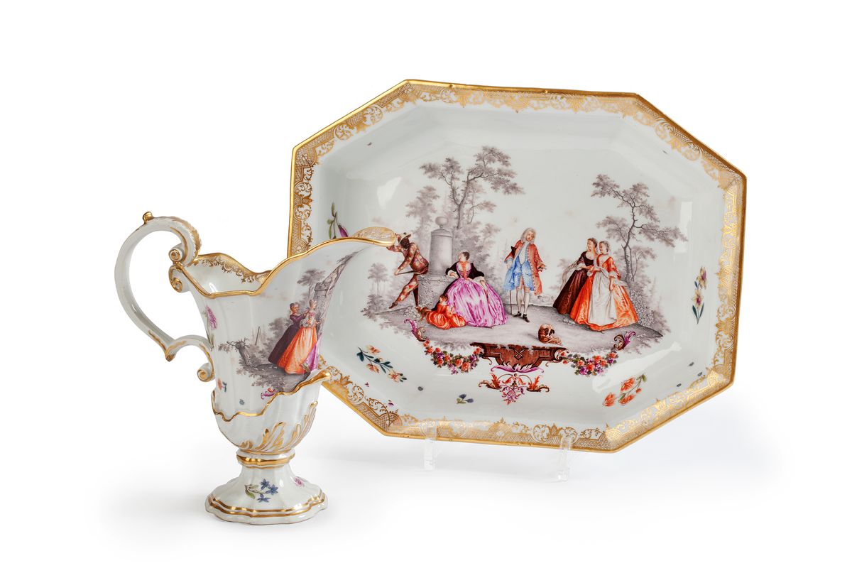 A rare Meissen ewer and octagonal basin - afbeelding 1
