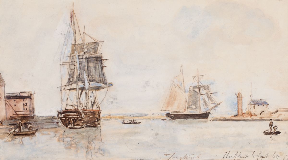 Voiliers à l'entrée du port de Honfleur - image 1