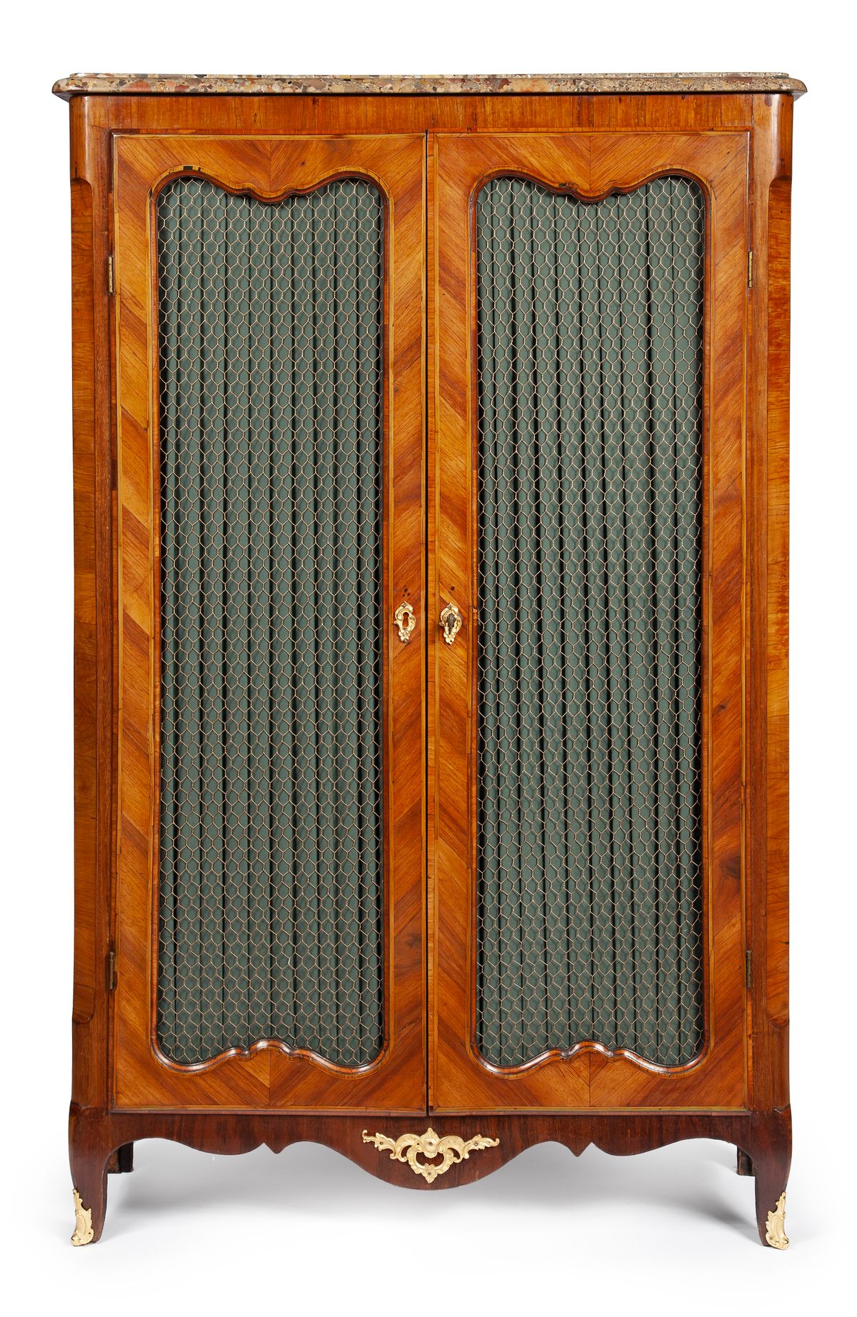 French Louis Quinze bookcase with marble top