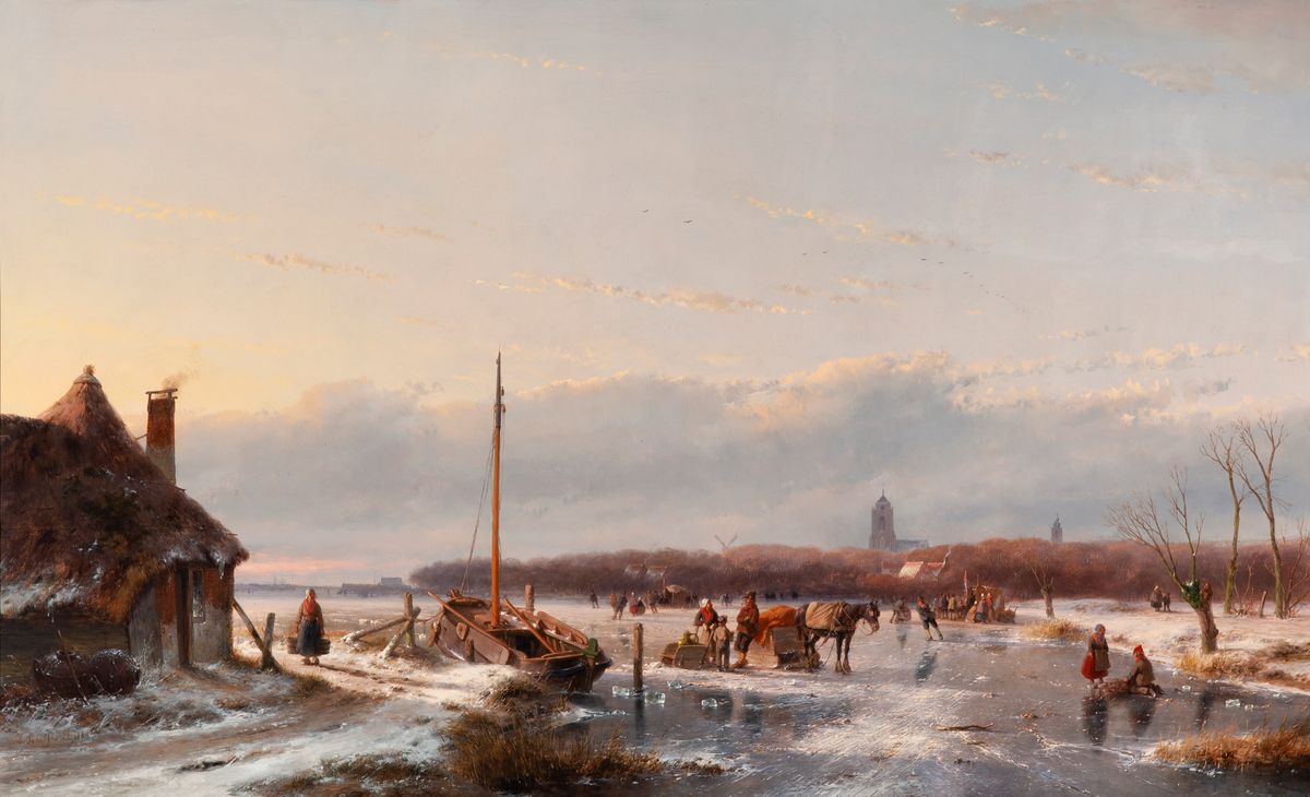 Skaters on the ice near Zaltbommel, The Netherlands - image 1