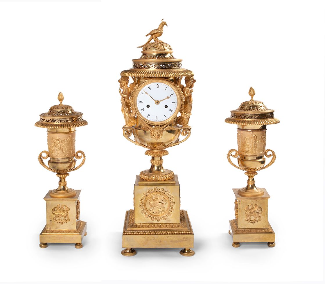 An impressive French three-piece clock garniture - image 1