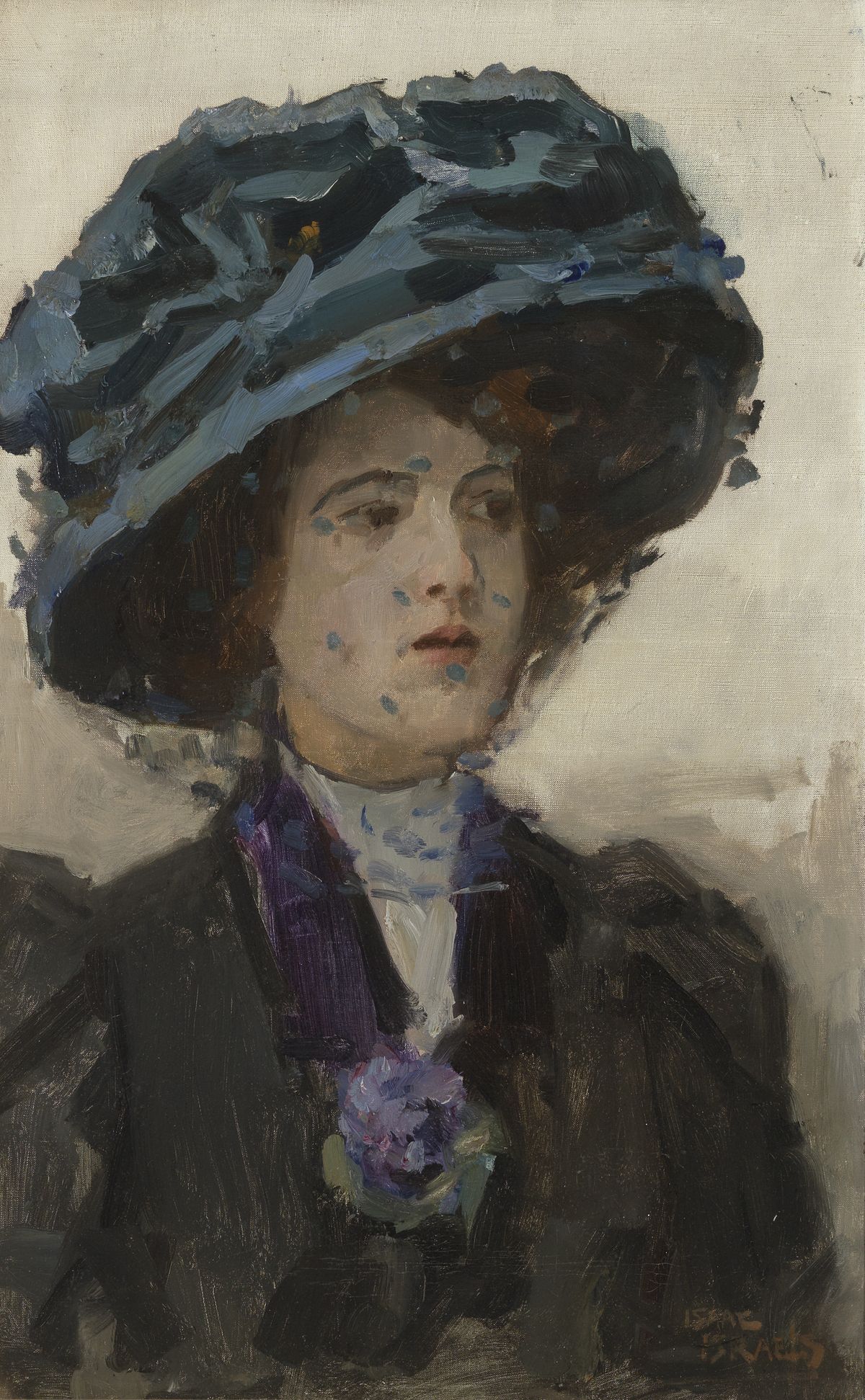 Elegant lady with blue hat