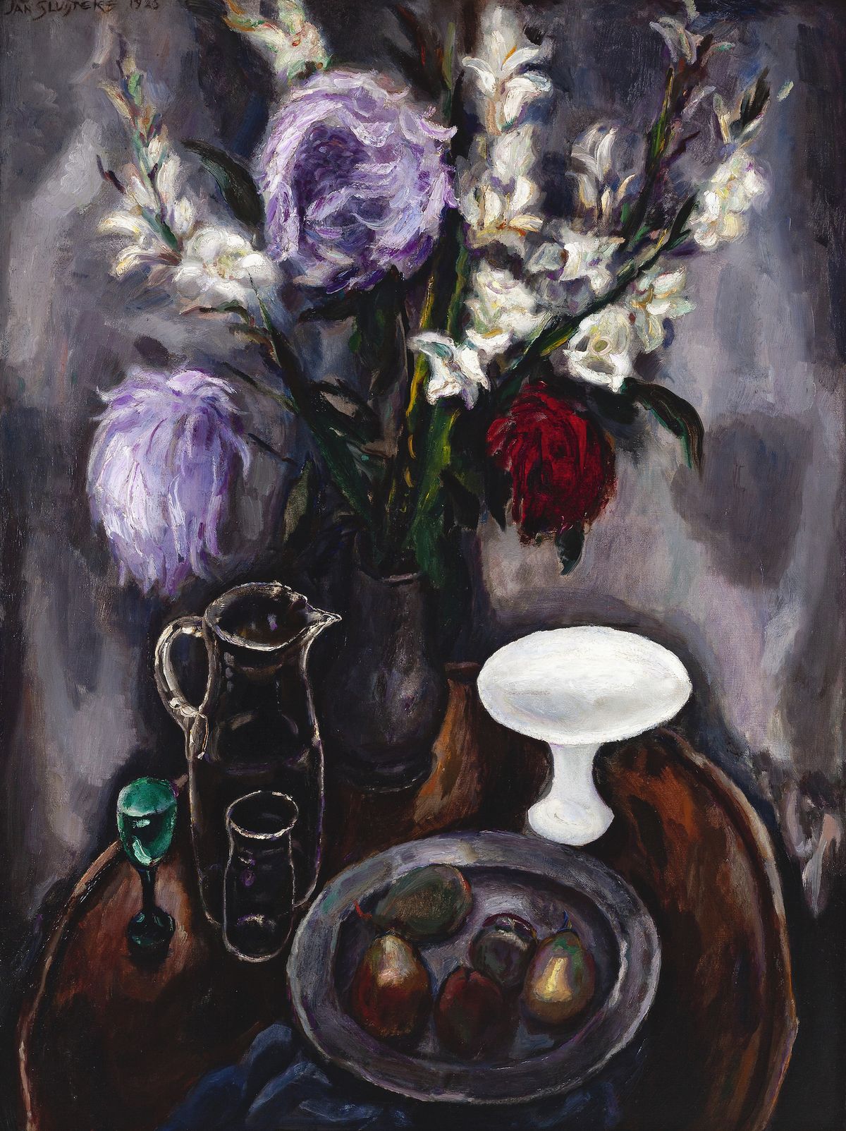 Still life with flowers and fruit