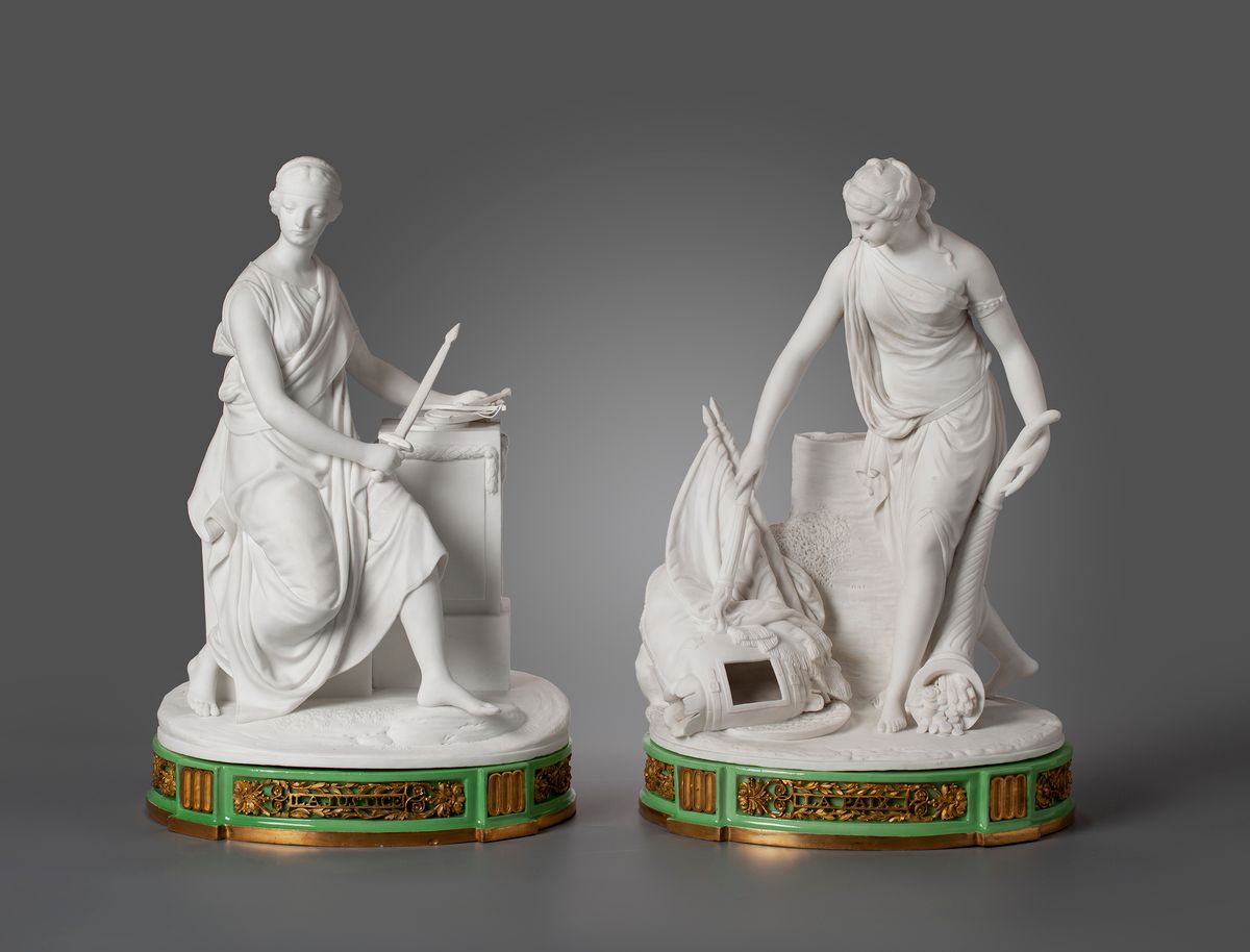 A pair of biscuit porcelain figures, Justice and Peace by Dihl et Guérhard, Paris - image 1