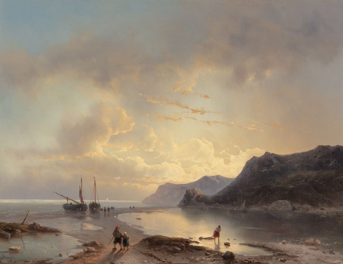 LOUIS JOHAN HENDRIK MEIJER (1809-1866) – EVENING TWILIGHT BY THE SEA