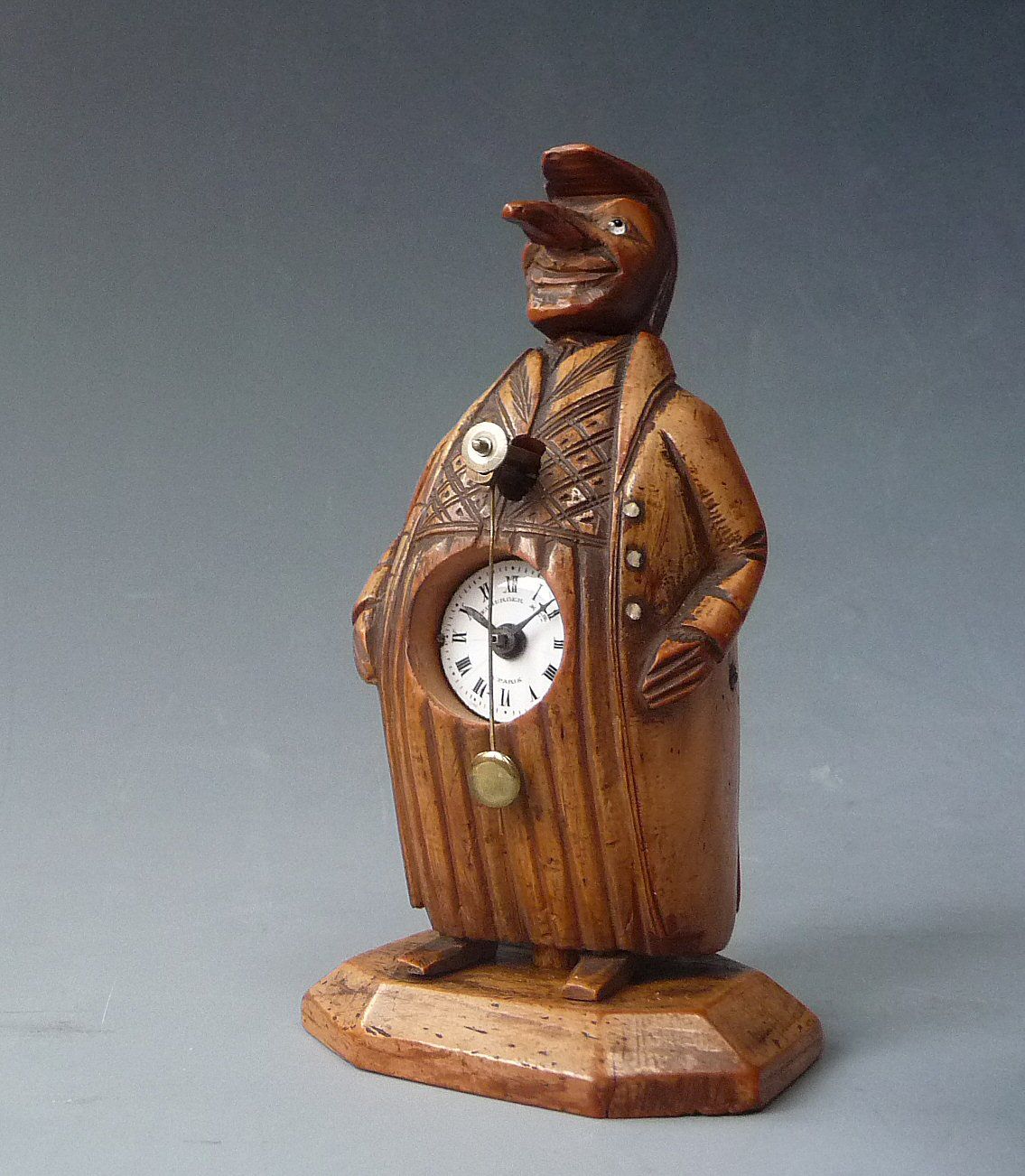 Zappler klok, mascotte figuur, miniatuur klok,  ‘Neuburger & Sohnen à Paris’,  circa 1880. - afbeelding 1