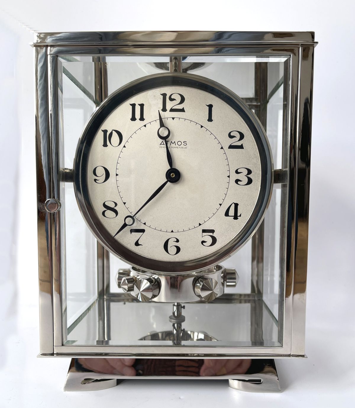 Een nikkelen Atmos klok, Reutter, no 8858 Frankrijk ca.1930. - afbeelding 1